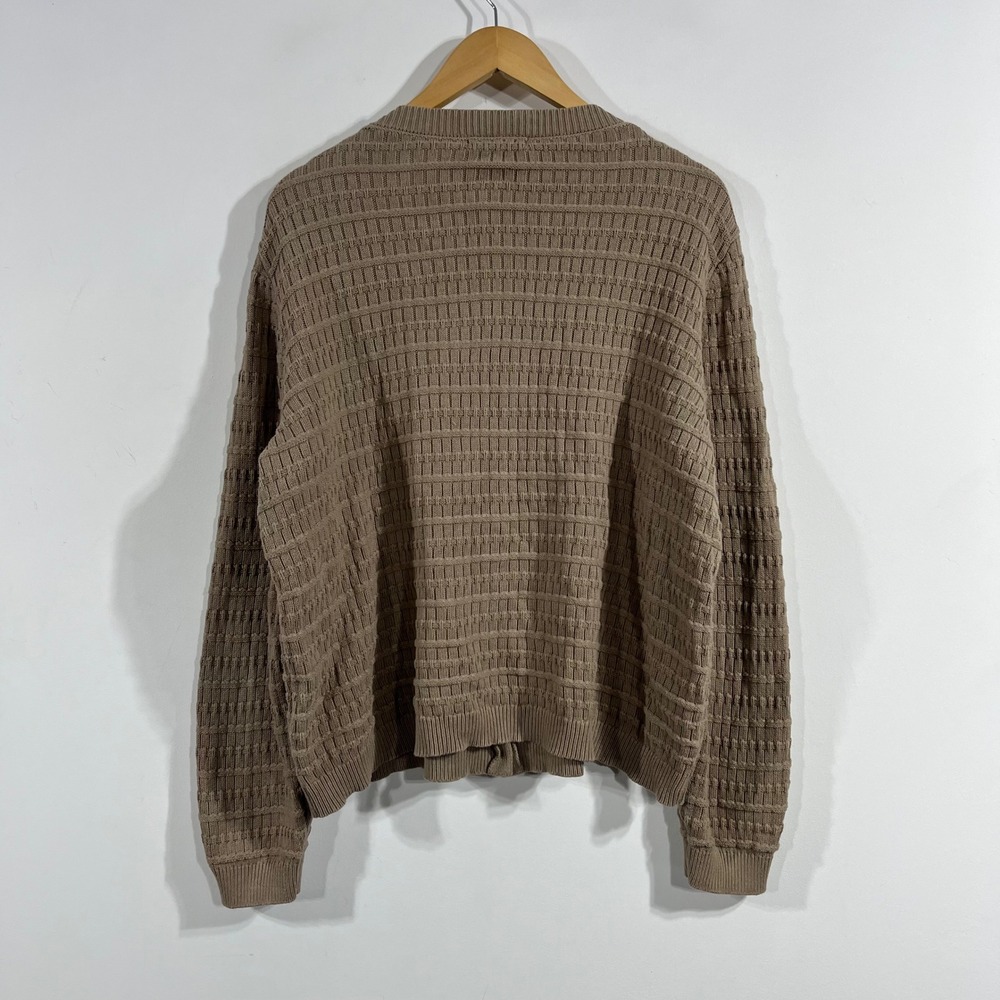 Parisian Capsule Academia Fisherman Brown Cotton Knit Cardigan Sweater XXL Boho - Picture 3 of 8